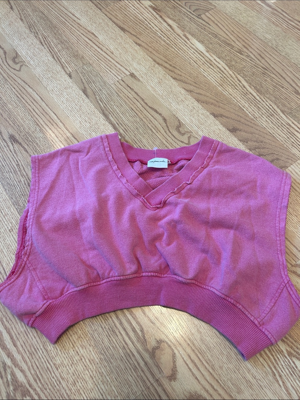 Urban Outfitters Pink Cropped V-Neck Sweatshirt Vest